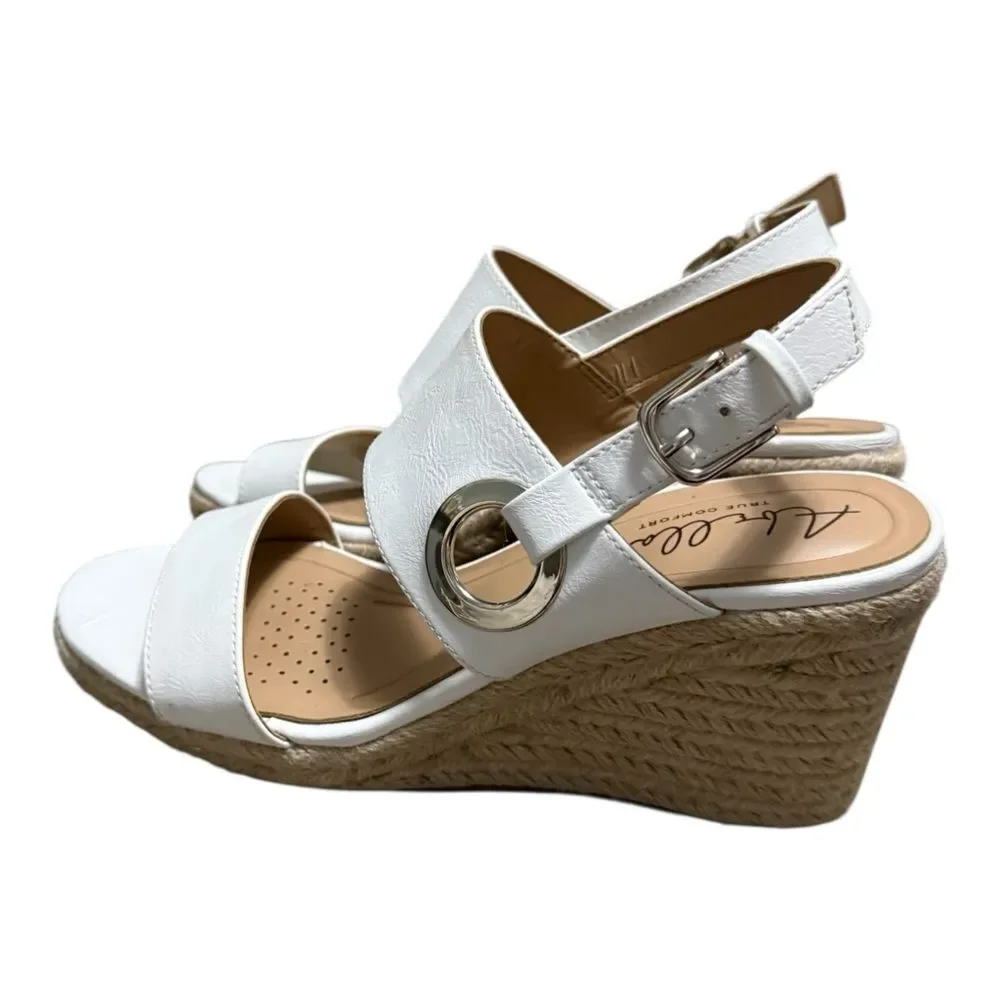 Abella White Espadrille Wedge Sandals